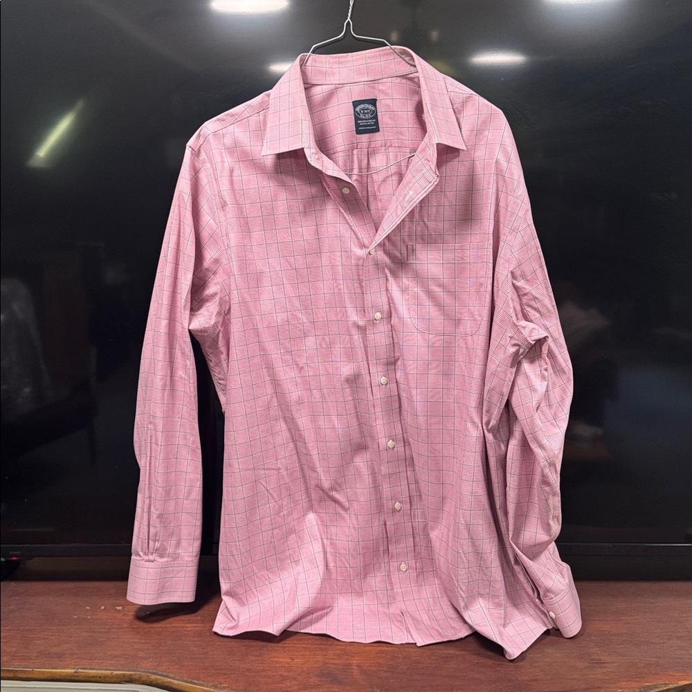 Brooks Brothers Pink Plaid Supima Cotton Shirt